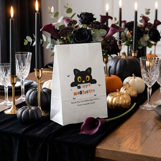 Cute Black Cat Halloween Favour Bags (Creator Uploaded)