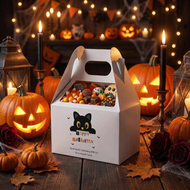 Cute Black Cat Halloween Favour Box (Creator Uploaded)
