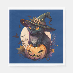 Cute Black Cat Halloween Napkin