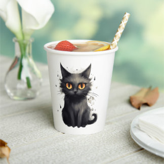 Cute Black Cat Halloween Paper Cups