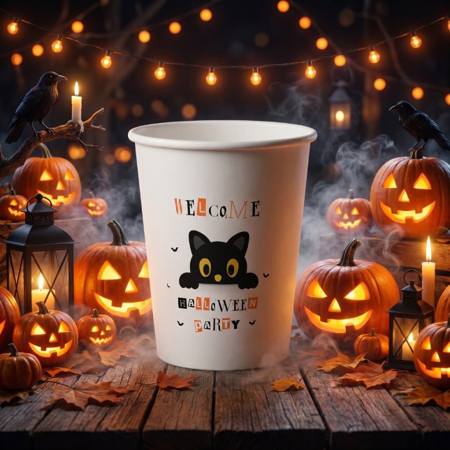 Cute Black Cat Halloween Paper Cups (Creator Uploaded)