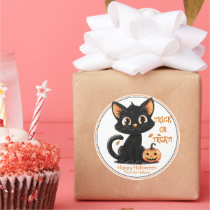 Cute Black cat Halloween party Classic Round Sticker