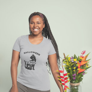 cute black cat halloween party woman T-Shirt