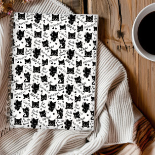 Cute Black Cat Halloween Pattern for Cat Lovers Notebook