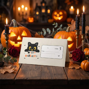 Cute Black Cat Halloween Place Card