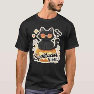 Cute Black Cat Halloween Pumpkin Oversized T-Shirt