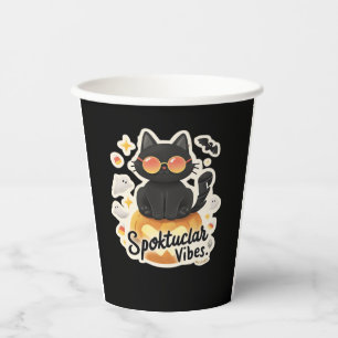 Cute Black Cat Halloween Pumpkin Oversized T-Shirt Paper Cups