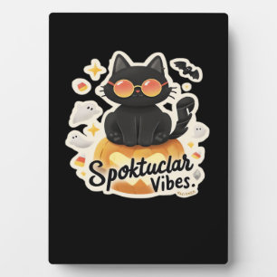 Cute Black Cat Halloween Pumpkin Oversized T-Shirt Plaque