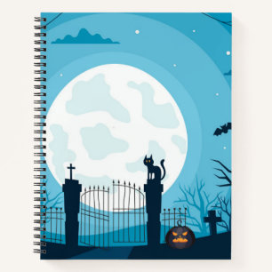 Cute Black Cat Halloween Themed Notebook