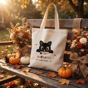 Cute Black Cat Halloween Tote Bag