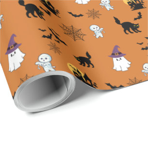 Cute Black Cat Halloween Wrapping Paper