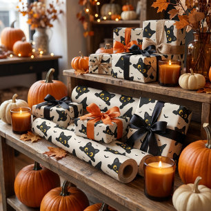 Cute Black Cat Halloween Wrapping Paper