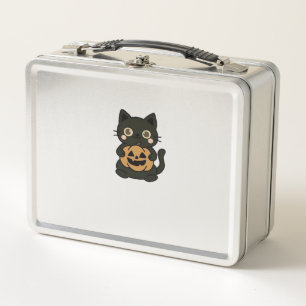 Cute Black Cat Holding Jack O Lantern Pumpkin � Ka Metal Lunch Box