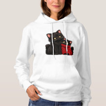 Cute Black Cat Hoodie - Cosy Black Cat with Glasse