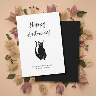Cute Black Cat Illustration Simple Halloween  Holiday Card