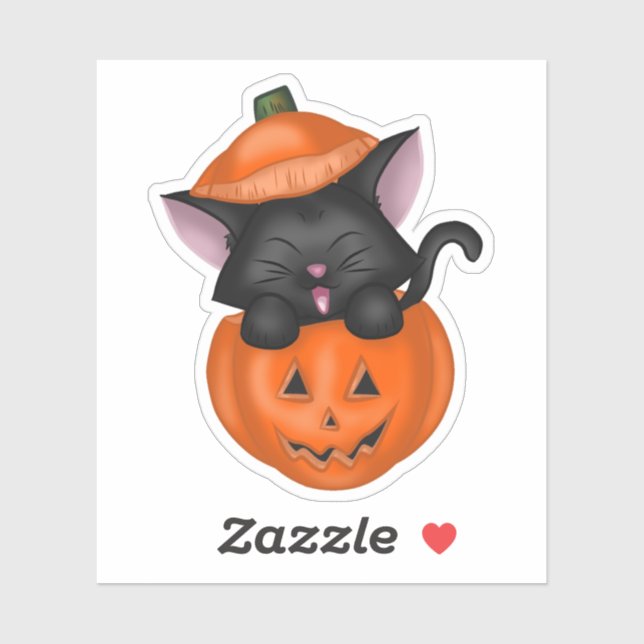 Cute Black Cat in a Pumpkin (Sheet)