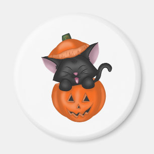 Cute Black Cat in a Pumpkin Magnet