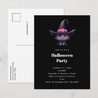 Cute Black Cat in a Witch's Hat Halloween Party