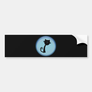 Cute Black cat in Blue 3D design Bumper Sticker