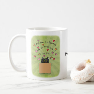 Cute Black Cat In Box Cat Lover Custom Name Coffee Mug