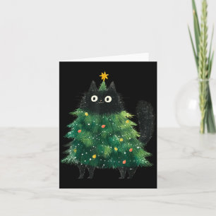 Cute Black Cat In Christmas Tree Cat Lover Holiday Card