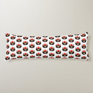 Cute Black Cat in Mushroom Hat Whimsical Body Cushion