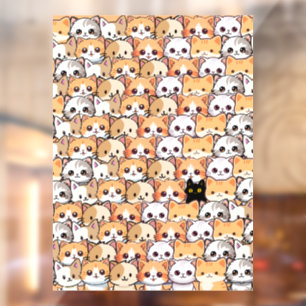 Cute black cat in orange cats pet Seamless Pattern