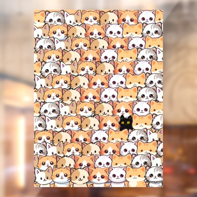 Cute black cat in orange cats pet Seamless Pattern (Sheet 2)