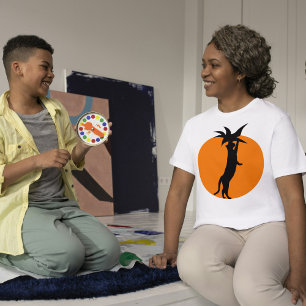 Cute Black Cat In Orange Tomato On White Trendy T-Shirt