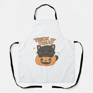 Cute Black Cat in Pumpkin – Trick or Treat Kawaii  Apron