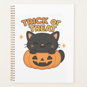 Cute Black Cat in Pumpkin � Trick or Treat Kawaii  Planner