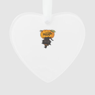 Cute black cat in pumpkin with witch hat, kawaii s ornament
