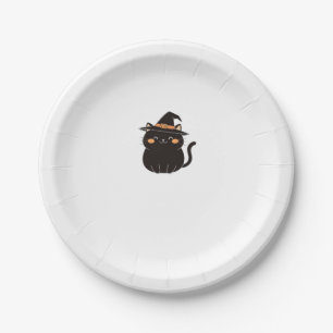 Cute Black Cat in Witch Hat Classic T-Shirt Paper Plate