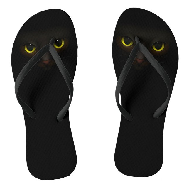 Cute Black Cat Jandals (Footbed)