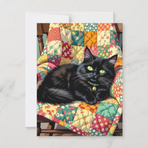 Cute Black Cat Keeping in Touch Postcard