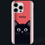 Cute Black Cat Kitten Modern Personalised Name iPhone 15 Pro Max Case<br><div class="desc">Cute Black Cat Kitten Modern Personalised Name iPhone 15 Pro Max Phone Cases features a cute black cat peering through a door with your personalised name in simple modern script typography. Designed by Evco Studio www.zazzle.com/store/evcostudio</div>