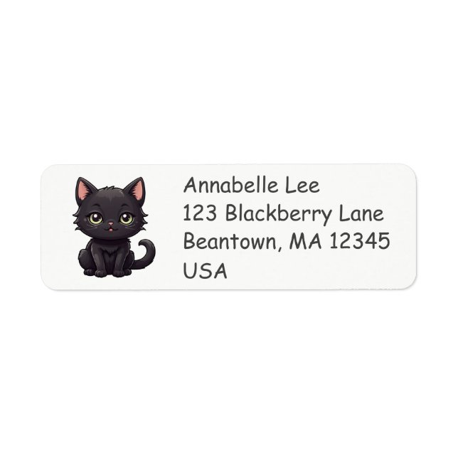 Cute Black Cat Label (Front)