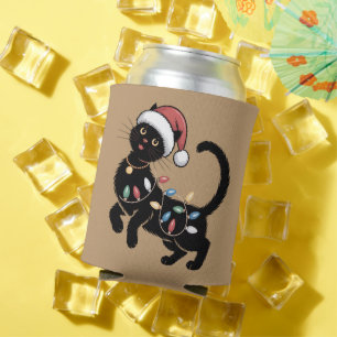 Cute Black Cat Lover Christmas Mom Gift Holiday    Can Cooler