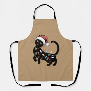 Cute Black Cat Lover Christmas Mum Gift Holiday    Apron