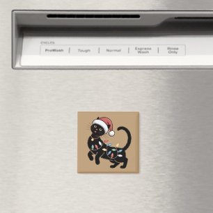 Cute Black Cat Lover Christmas Mum Gift Holiday Magnet