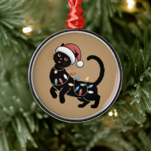 Cute Black Cat Lover Christmas Mum Gift Holiday Metal Tree Decoration