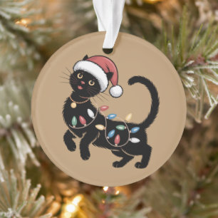 Cute Black Cat Lover Christmas Mum Gift Holiday    Ornament
