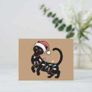 Cute Black Cat Lover Christmas Mum Gift Holiday    Postcard