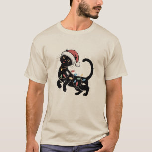 Cute Black Cat Lover Christmas Mum Gift Holiday    T-Shirt