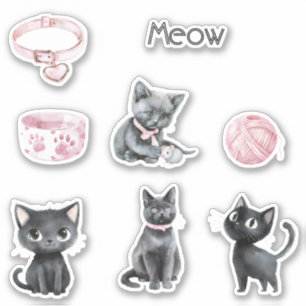 Cute Black Cat Meow Collar Yarn