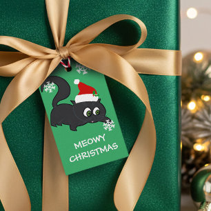 Cute Black Cat Meowy Christmas Holiday Gift Tags
