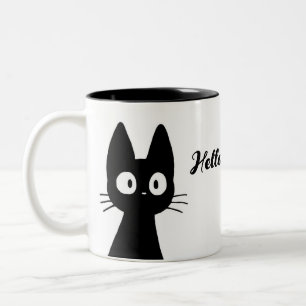 Cute Black Cat Mug – Funny Hello Hooman Coffee Cup
