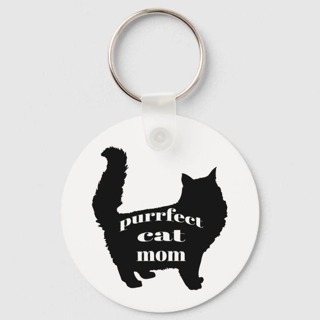 Cute Black Cat Mum Key Ring (Front)