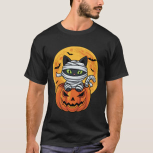 Cute Black Cat Mummy Pumpkin Kitten Men Women Kids T-Shirt