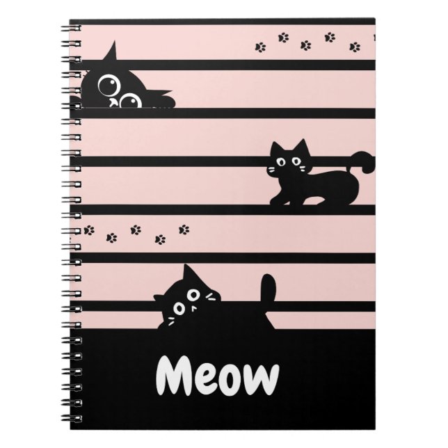 Cute Black Cat Notebook (Front)